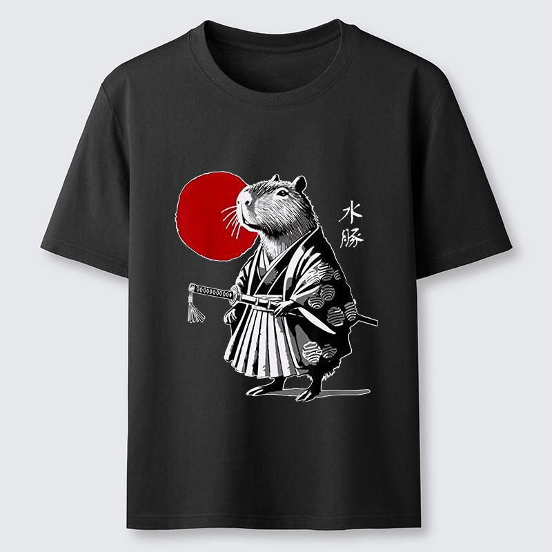 Tokyo-Lion Capybara Samurai And Sun Classic T-Shirt