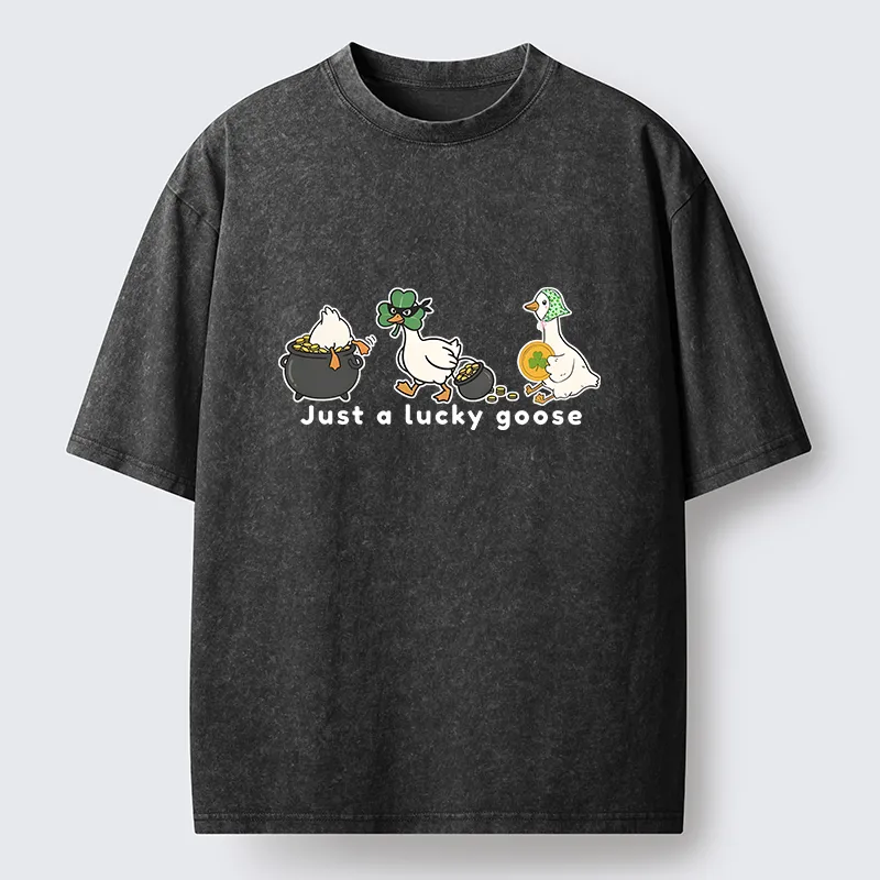 Tokyo-Lion Just A Lucky Goose Meme Washed T-Shirt