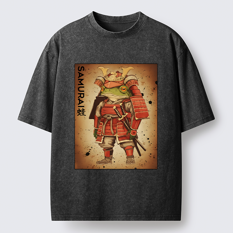 Tokyo-Lion Frog Japanese General Washed T-Shirt