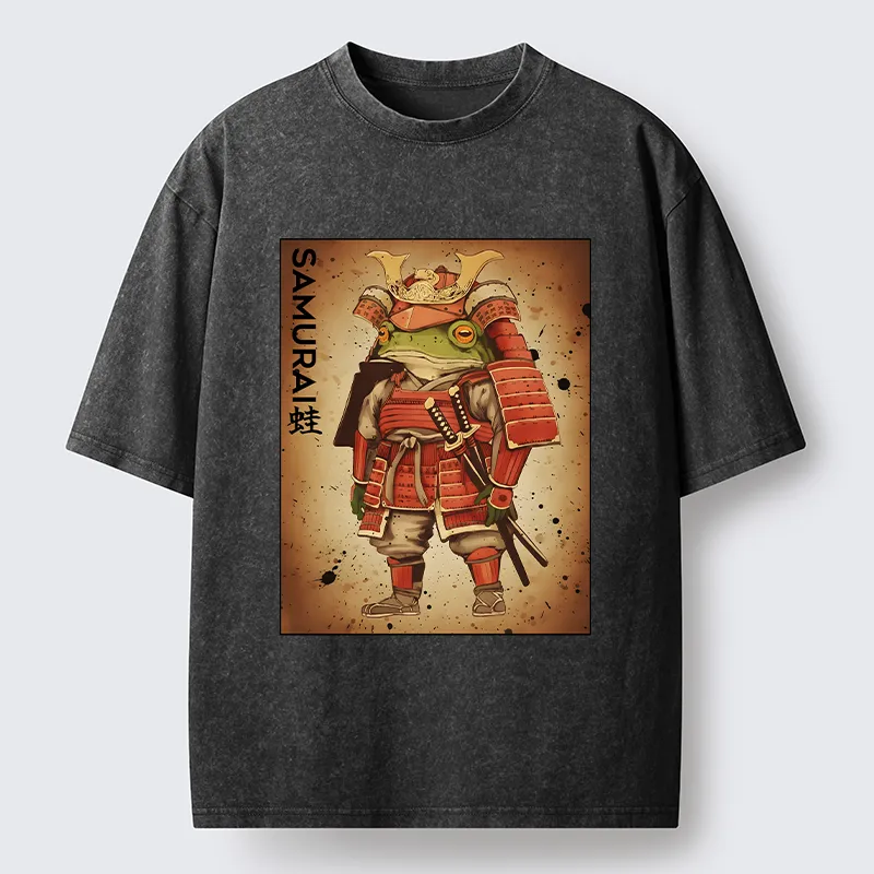 Tokyo-Lion Frog Japanese General Washed T-Shirt
