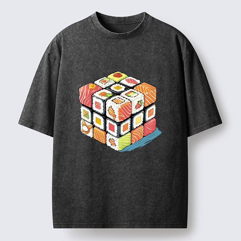 Tokyo-Lion Sushi Rubik's Cube Washed T-Shirt
