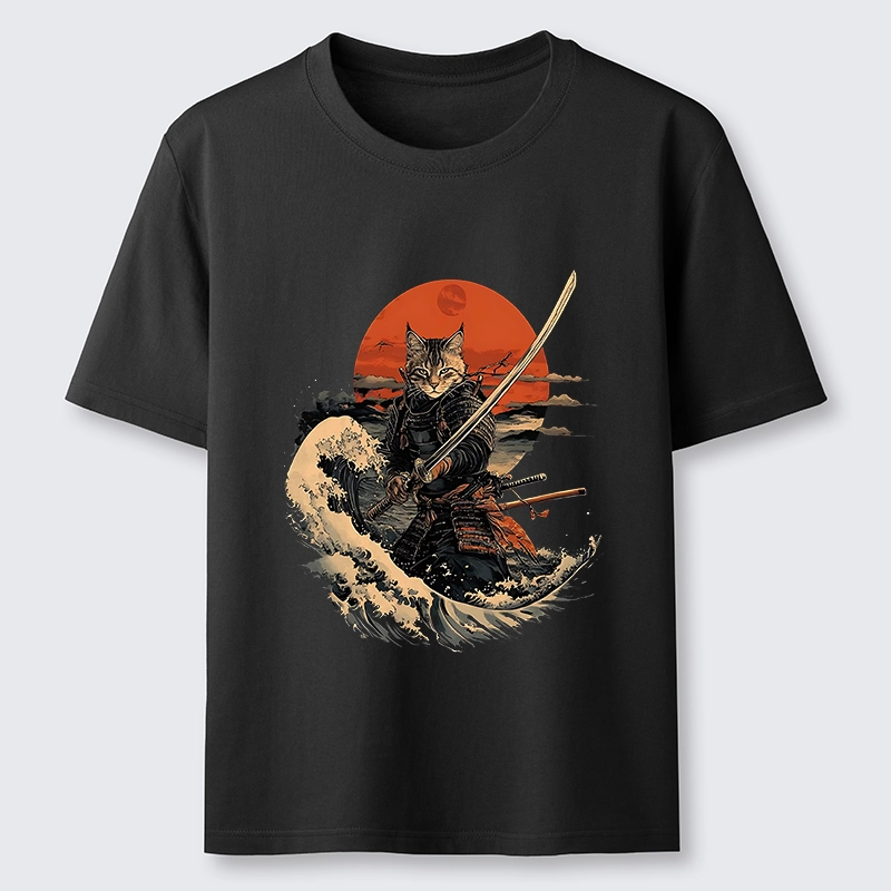 Tokyo-Lion Handsome Cat Samurai Japanese Classic T-Shirt