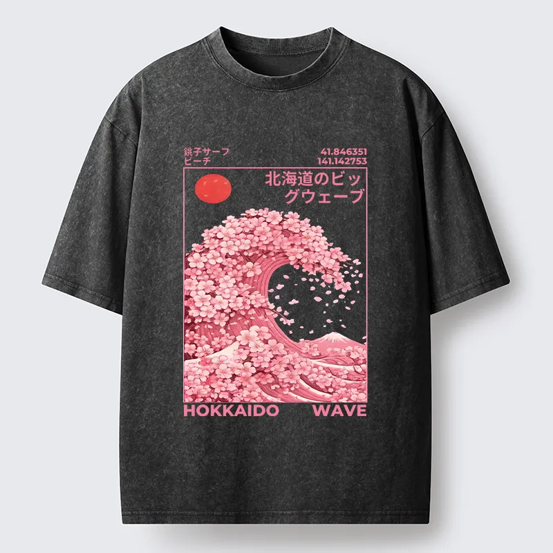 Tokyo-Lion Sakura Wave Washed T-Shirt