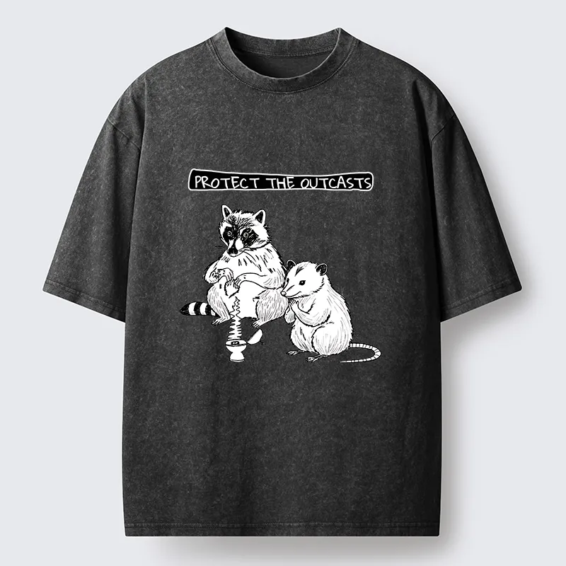 Tokyo-Lion Prayer Of Raccoon And Possum Washed T-Shirt