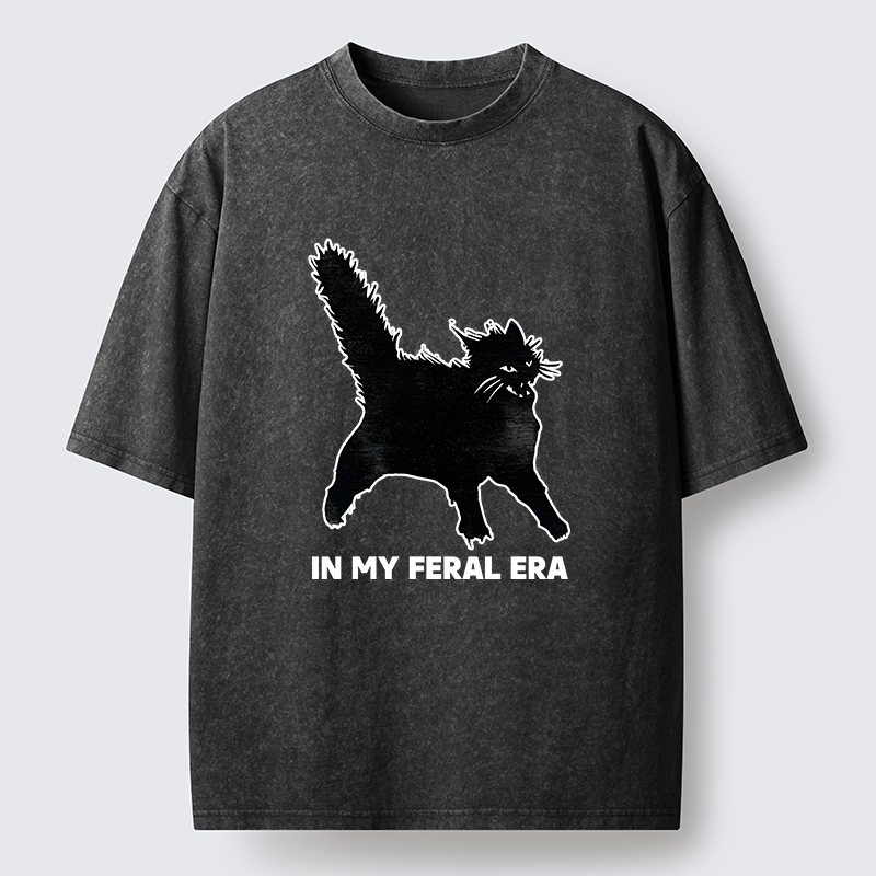 Tokyo-Lion Wild Black Cat Washed T-Shirt