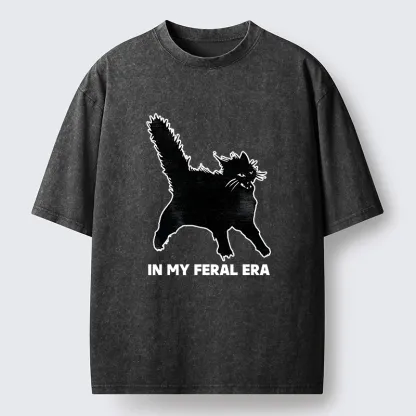 Tokyo-Lion Wild Black Cat Washed T-Shirt