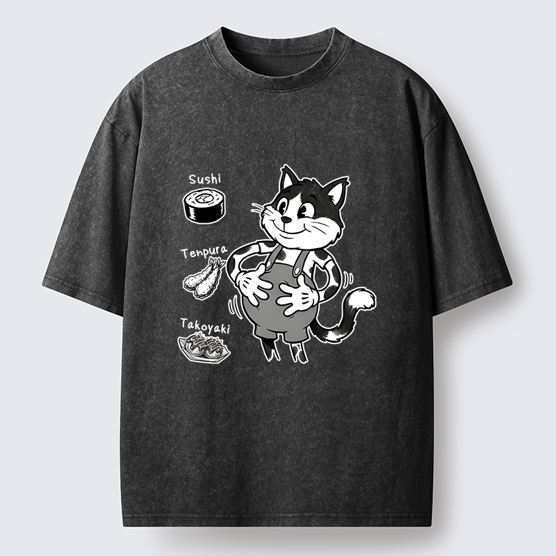 Tokyo-Lion Cute Cat That's Full Washed T-Shirt