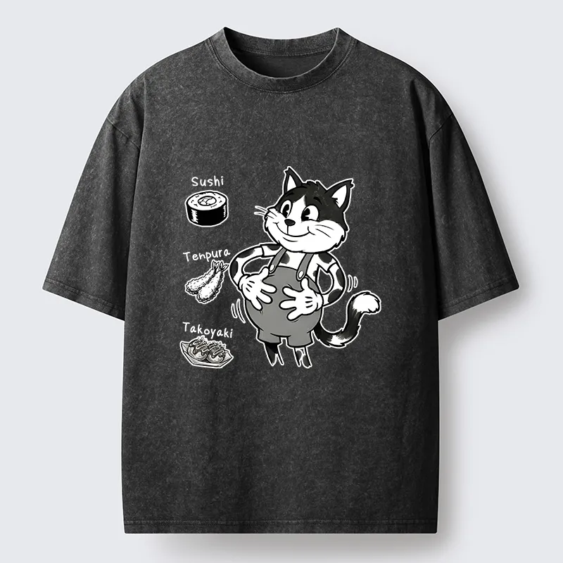 Tokyo-Lion Cute Cat That's Full Washed T-Shirt
