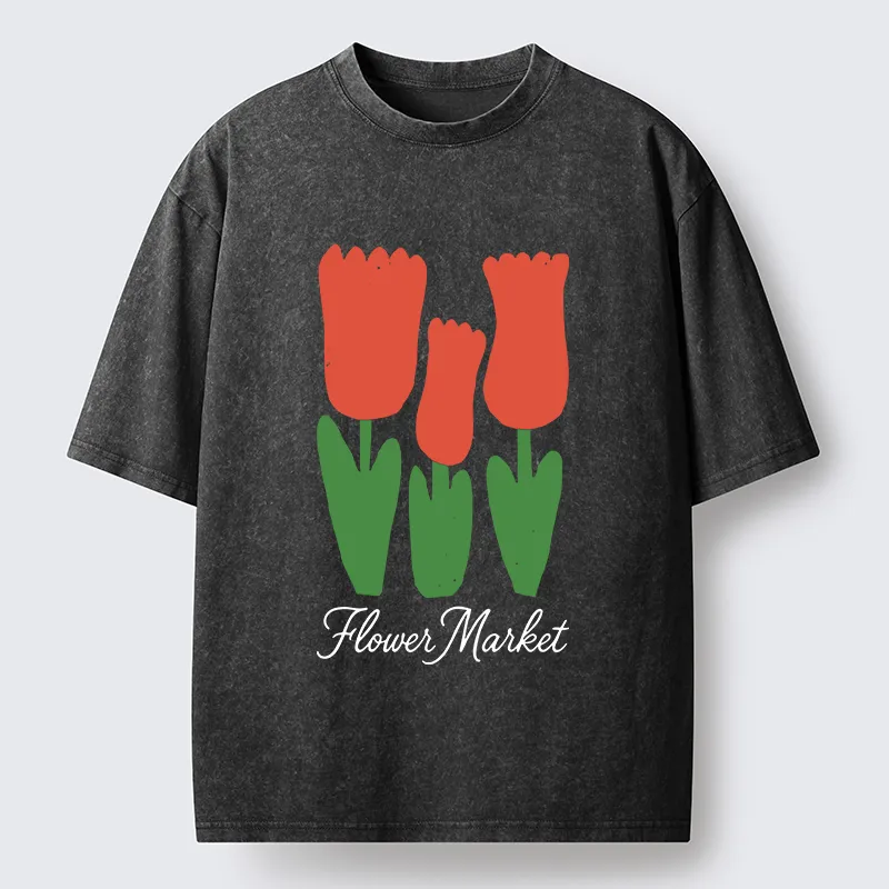 Tokyo-Lion Easter Tulips Washed T-Shirt