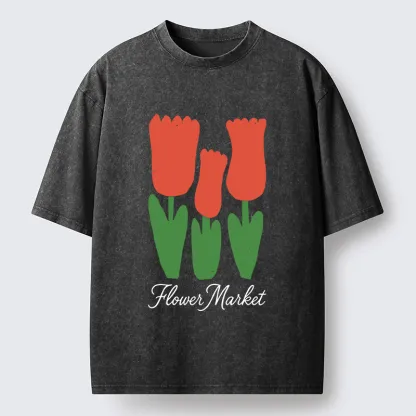 Tokyo-Lion Easter Tulips Washed T-Shirt