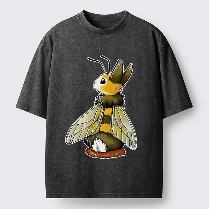 Tokyo-Lion Bee Rabbit Funny Washed T-Shirt
