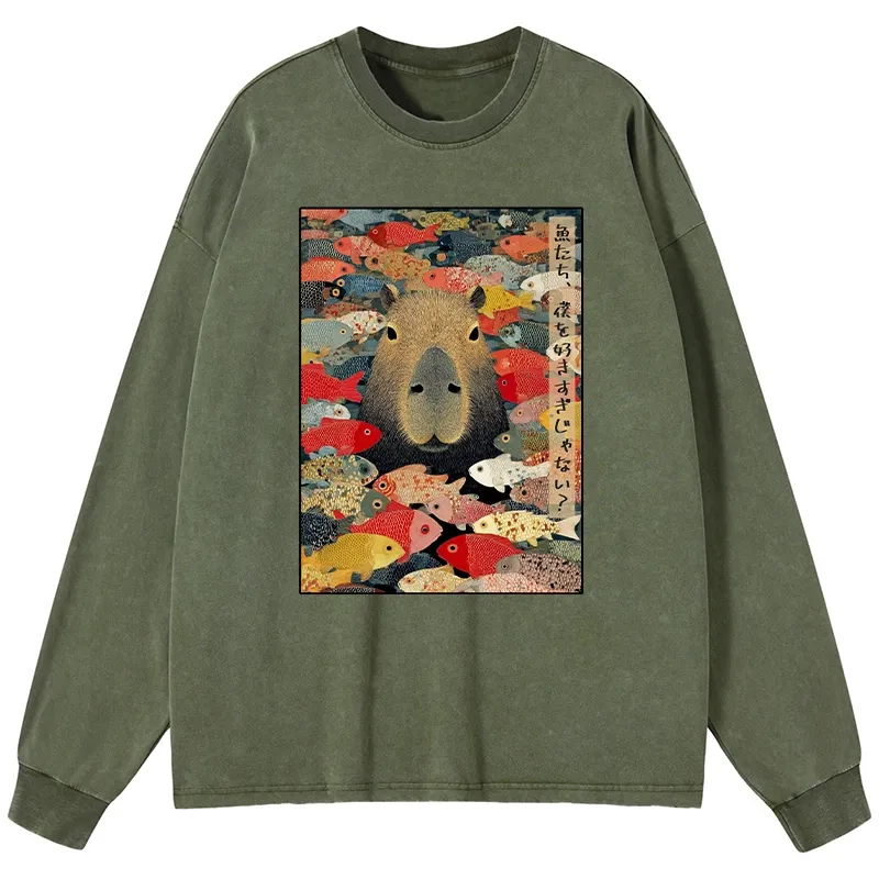 Tokyo-Lion Am I Too Lovable? Washed Long Sleeve T-Shirt