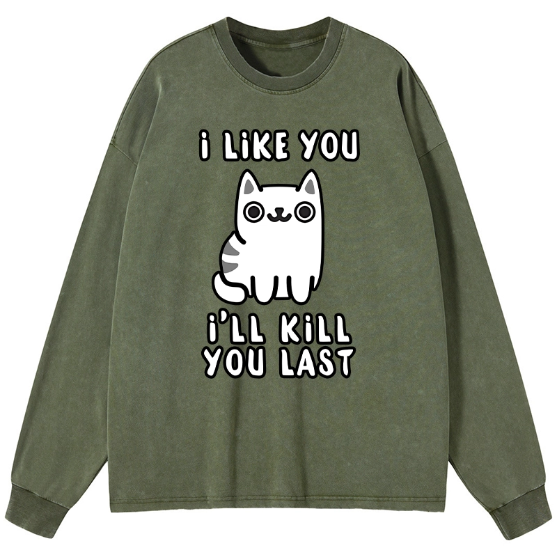 Tokyo-Lion Cats And Humans Have A Love-hate Relationship Washed Long Sleeve T-Shirt-Tokyo-Lion