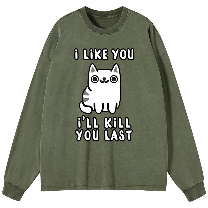 Tokyo-Lion Cats And Humans Have A Love-hate Relationship Washed Long Sleeve T-Shirt-Tokyo-Lion