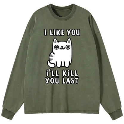 Tokyo-Lion Cats And Humans Have A Love-hate Relationship Washed Long Sleeve T-Shirt-Tokyo-Lion