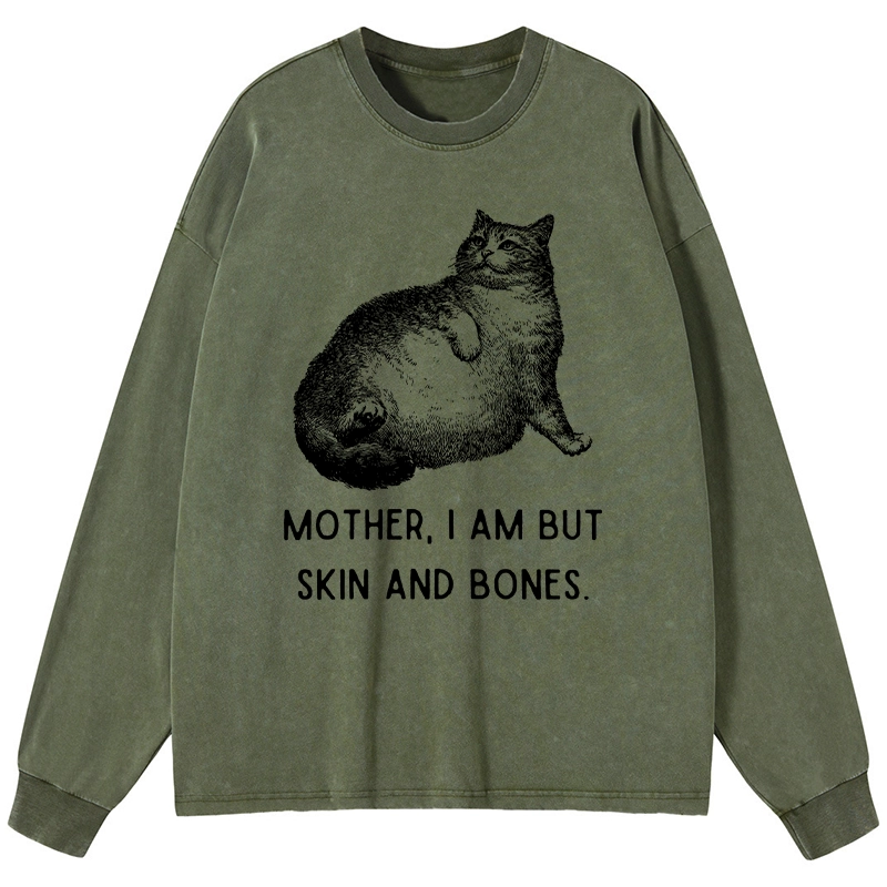 Tokyo-Lion Skin & Bones Cat Washed Long Sleeve T-Shirt-Tokyo-Lion