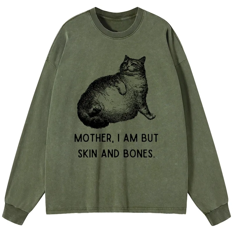 Tokyo-Lion Skin & Bones Cat Washed Long Sleeve T-Shirt-Tokyo-Lion