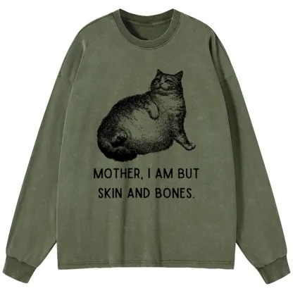 Tokyo-Lion Skin & Bones Cat Washed Long Sleeve T-Shirt-Tokyo-Lion