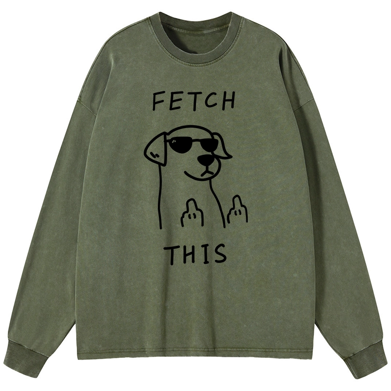 Tokyo-Lion Rebellious Dog Washed Long Sleeve T-Shirt