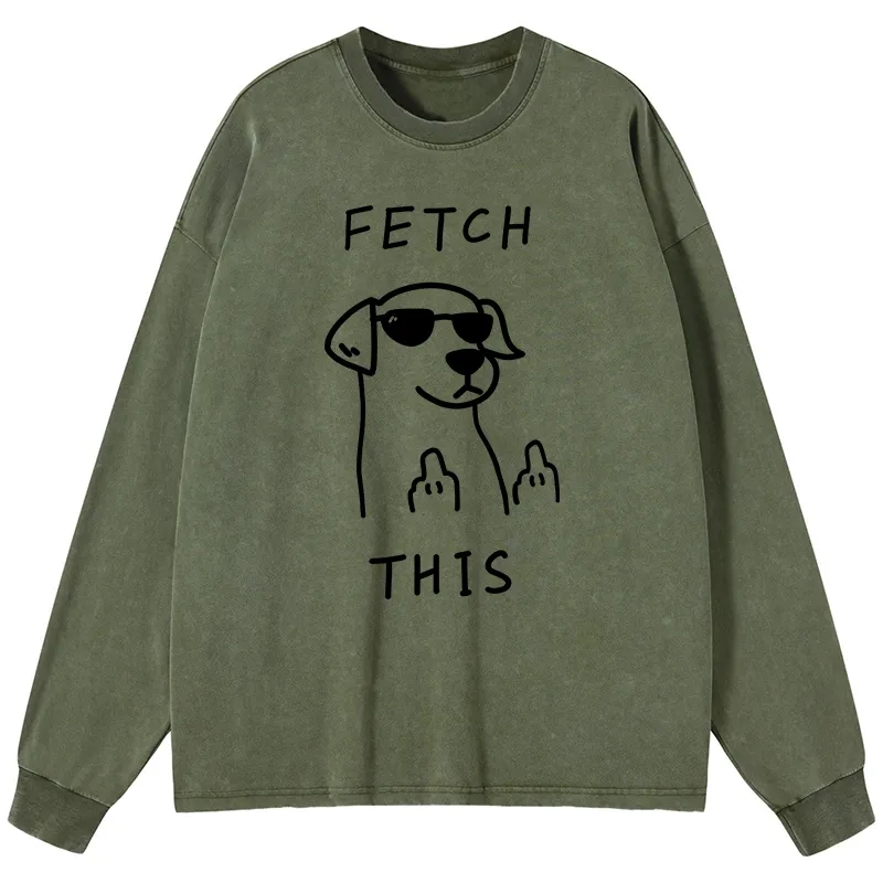 Tokyo-Lion Rebellious Dog Washed Long Sleeve T-Shirt