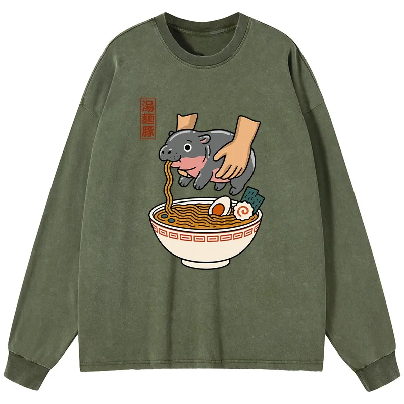 Tokyo-Lion Noodles Got Me Washed Long Sleeve T-Shirt