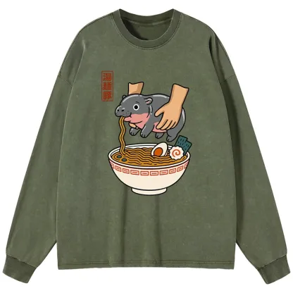 Tokyo-Lion Noodles Got Me Washed Long Sleeve T-Shirt