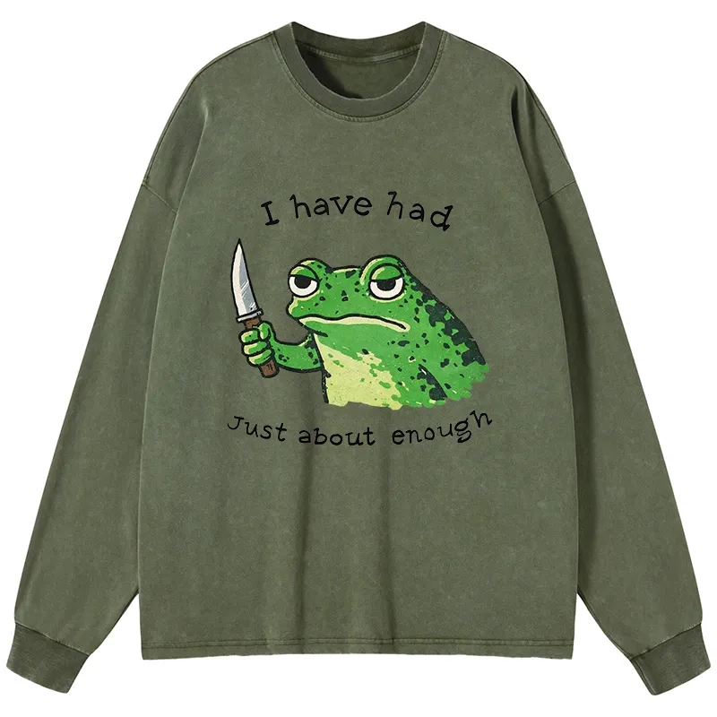 Tokyo-Lion Impatient Frog Washed Long Sleeve T-Shirt