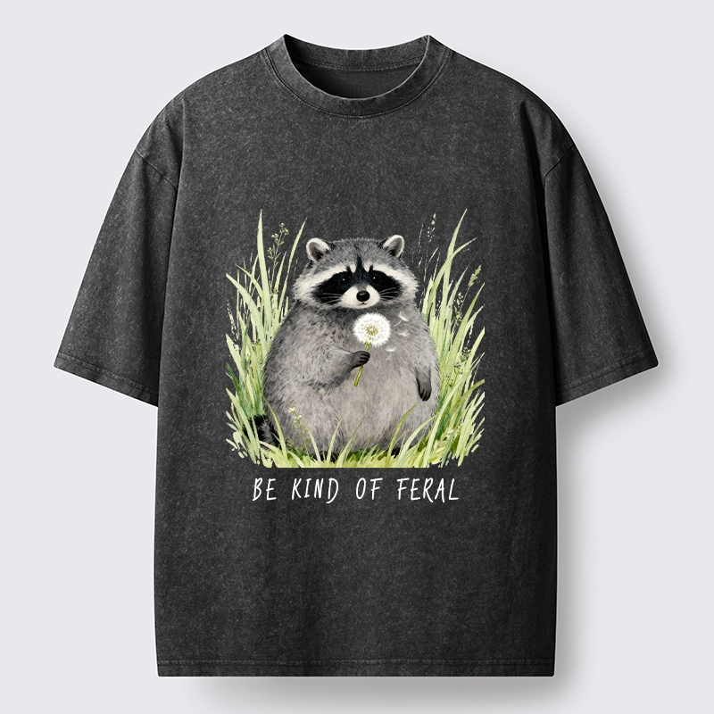 Tokyo-Lion Gentle Feral Raccoon Moments Washed T-Shirt