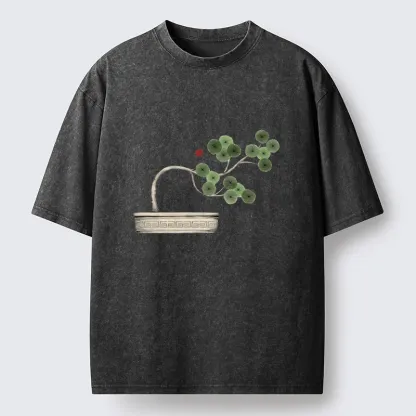 Tokyo-Lion Minimalist Bonsai Artistry Washed T-Shirt-Tokyo-Lion