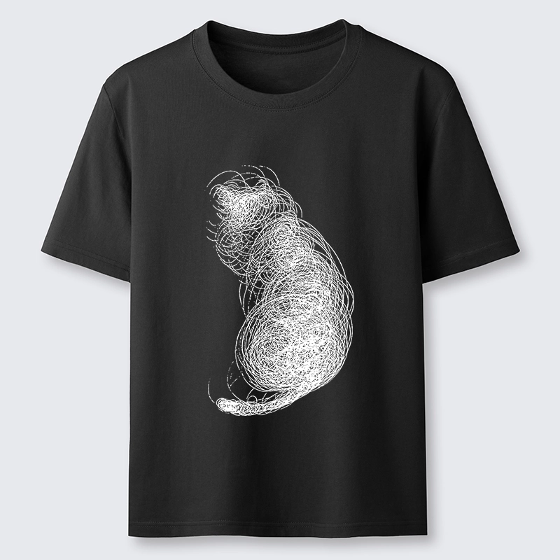 Tokyo-Lion Chaotic Line Art Of A Curled Cat Classic T-Shirt