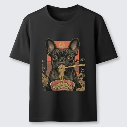 Tokyo-Lion Vintage Style Dog And Ramen Art Classic T-Shirt