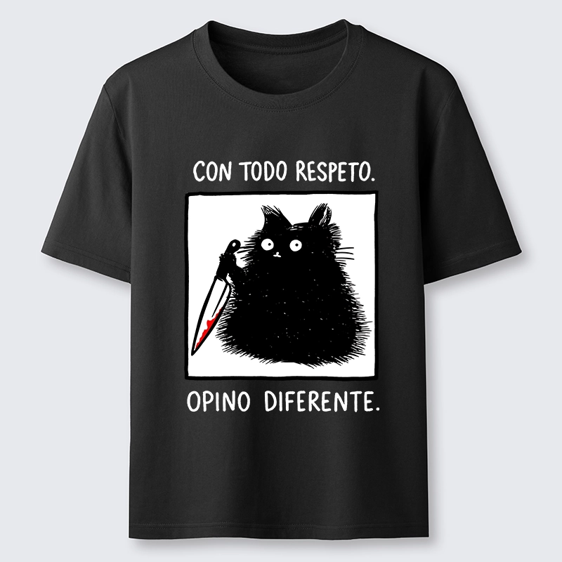 Tokyo-Lion Black Cat Holds Knife Disagrees Classic T-Shirt