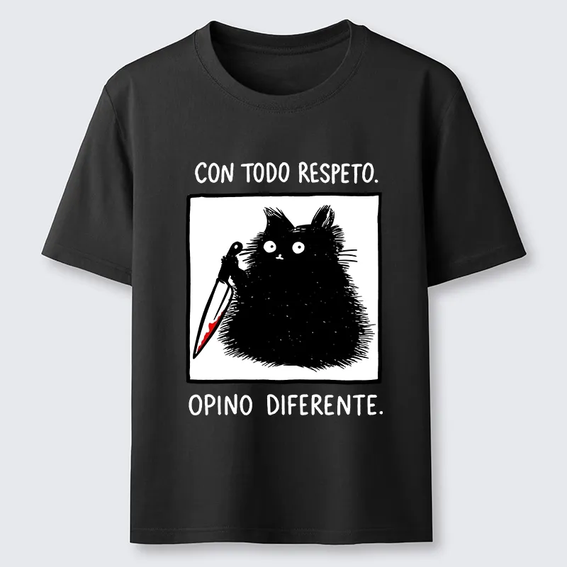 Tokyo-Lion Black Cat Holds Knife Disagrees Classic T-Shirt