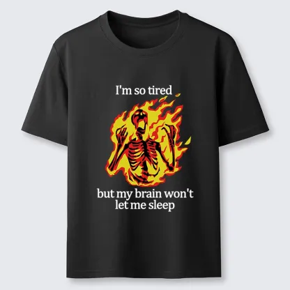 Tokyo-Lion Tired Skeleton On Fire Classic T-Shirt-Tokyo-Lion