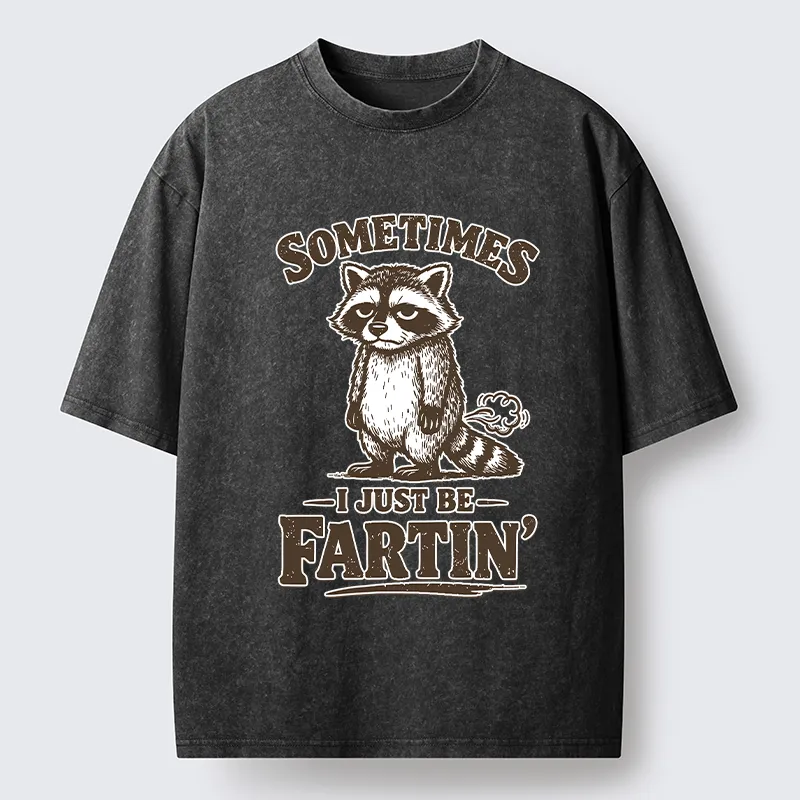 Tokyo-Lion Farting Raccoon Washed T-Shirt-Tokyo-Lion