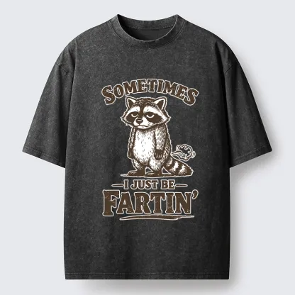 Tokyo-Lion Farting Raccoon Washed T-Shirt-Tokyo-Lion