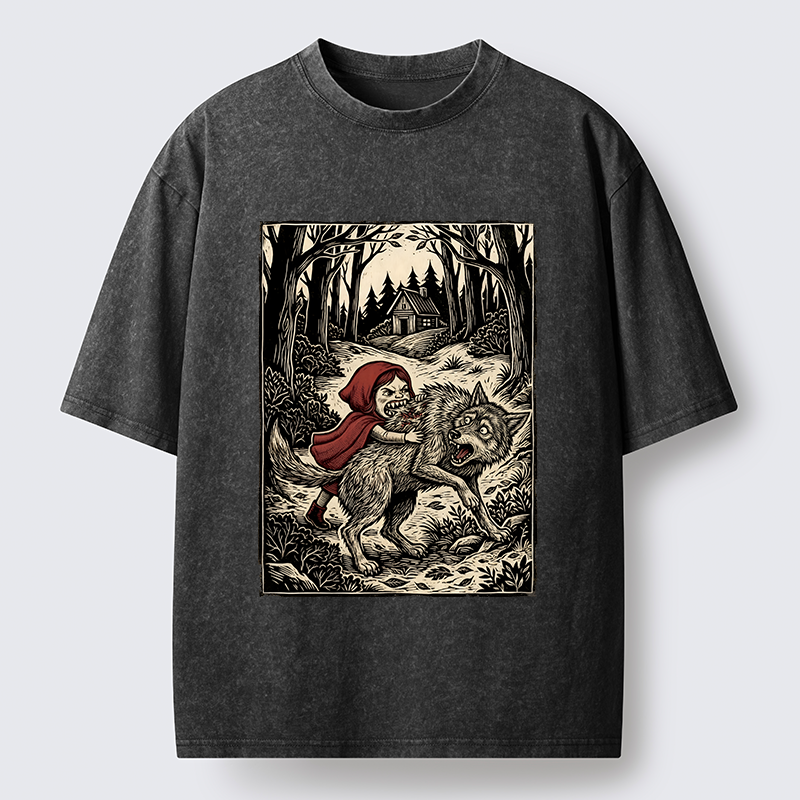 Tokyo-Lion Humor Of Inverted Stories Washed T-Shirt-Tokyo-Lion