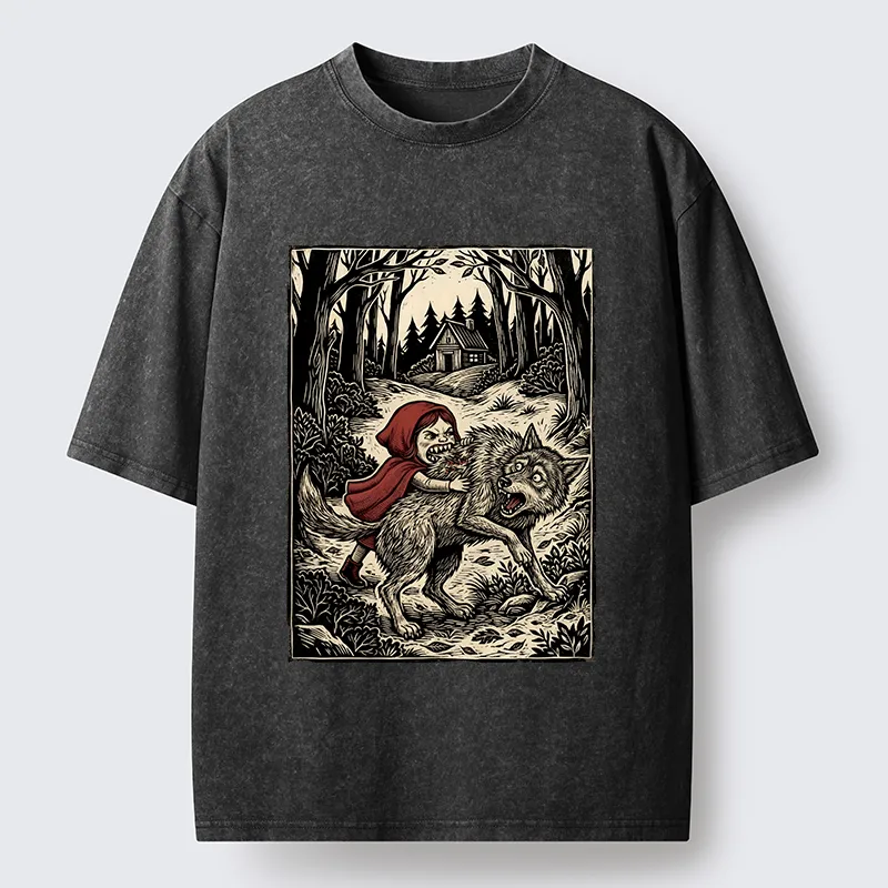 Tokyo-Lion Humor Of Inverted Stories Washed T-Shirt-Tokyo-Lion