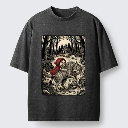 Tokyo-Lion Humor Of Inverted Stories Washed T-Shirt-Tokyo-Lion