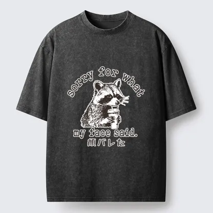 Tokyo-Lion Raccoon My Face Said Meme Washed T-Shirt-Tokyo-Lion