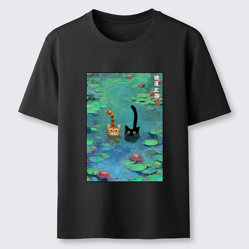 Tokyo-Lion Funny Cats Swimming In Lilies Classic T-Shirt