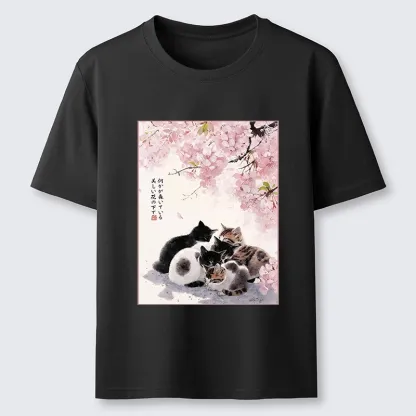 Tokyo-Lion Cute Cats Sakura Garden Classic T-Shirt