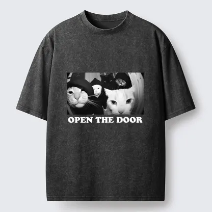 Tokyo-Lion Funny Cat Gang Meme Washed T-Shirt-Tokyo-Lion