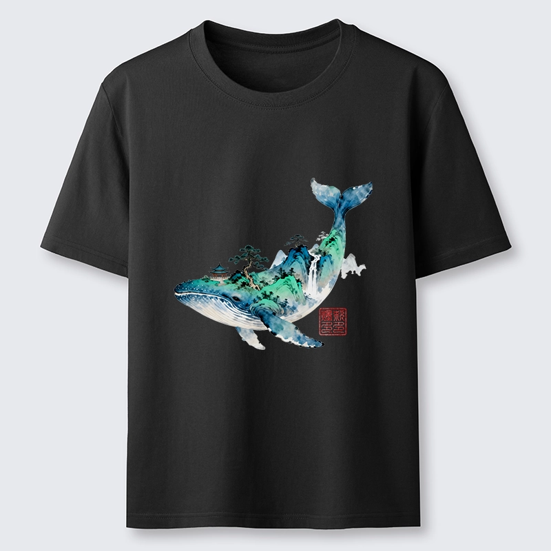 Tokyo-Lion Whale Ink Painting Landscape Classic T-Shirt