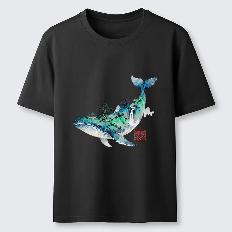 Tokyo-Lion Whale Ink Painting Landscape Classic T-Shirt