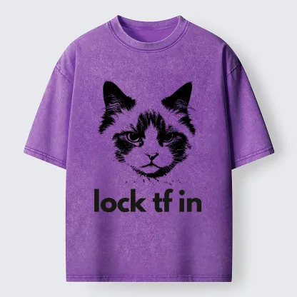 Tokyo-Lion Lock In Cat Washed T-Shirt