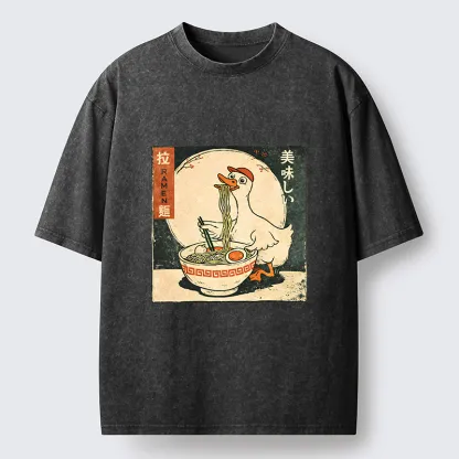 Tokyo-Lion Retro Duck Ramen Washed T-Shirt