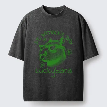 Tokyo-Lion St Patrick's Day Capybara Meme Washed T-Shirt