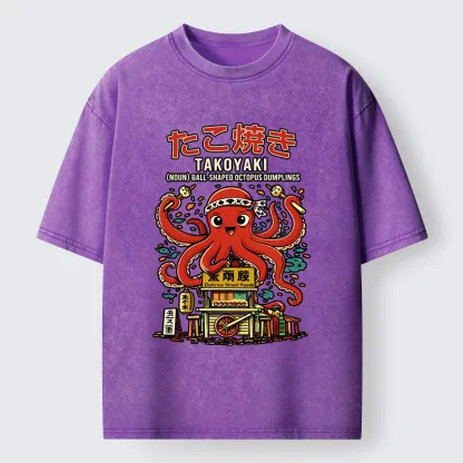 Tokyo-Lion Japanese Takoyaki Shop Octopus Washed T-Shirt