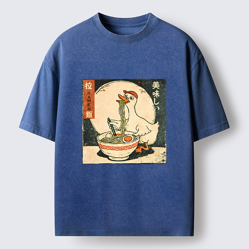 Tokyo-Lion Retro Duck Ramen Washed T-Shirt